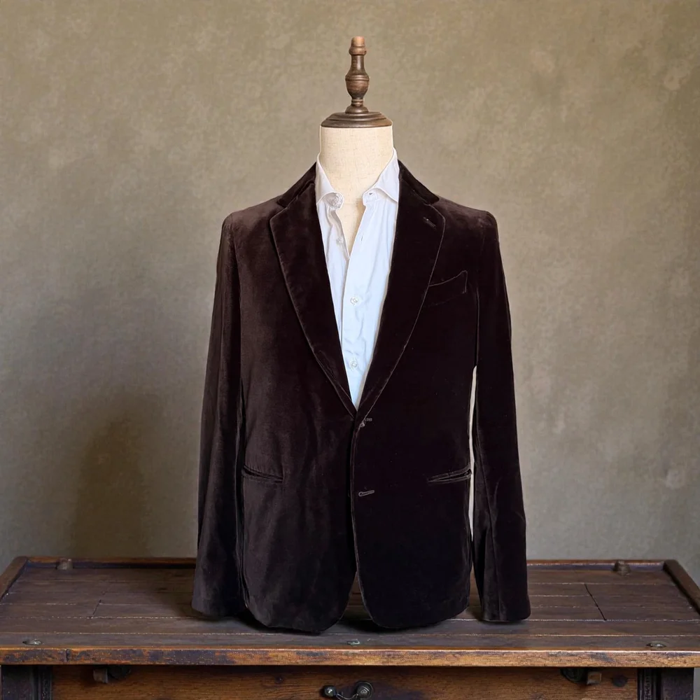RARE - Caruso for Zero Camoshita Brown Velvet Suit - Handmade Italy - IT48/US38